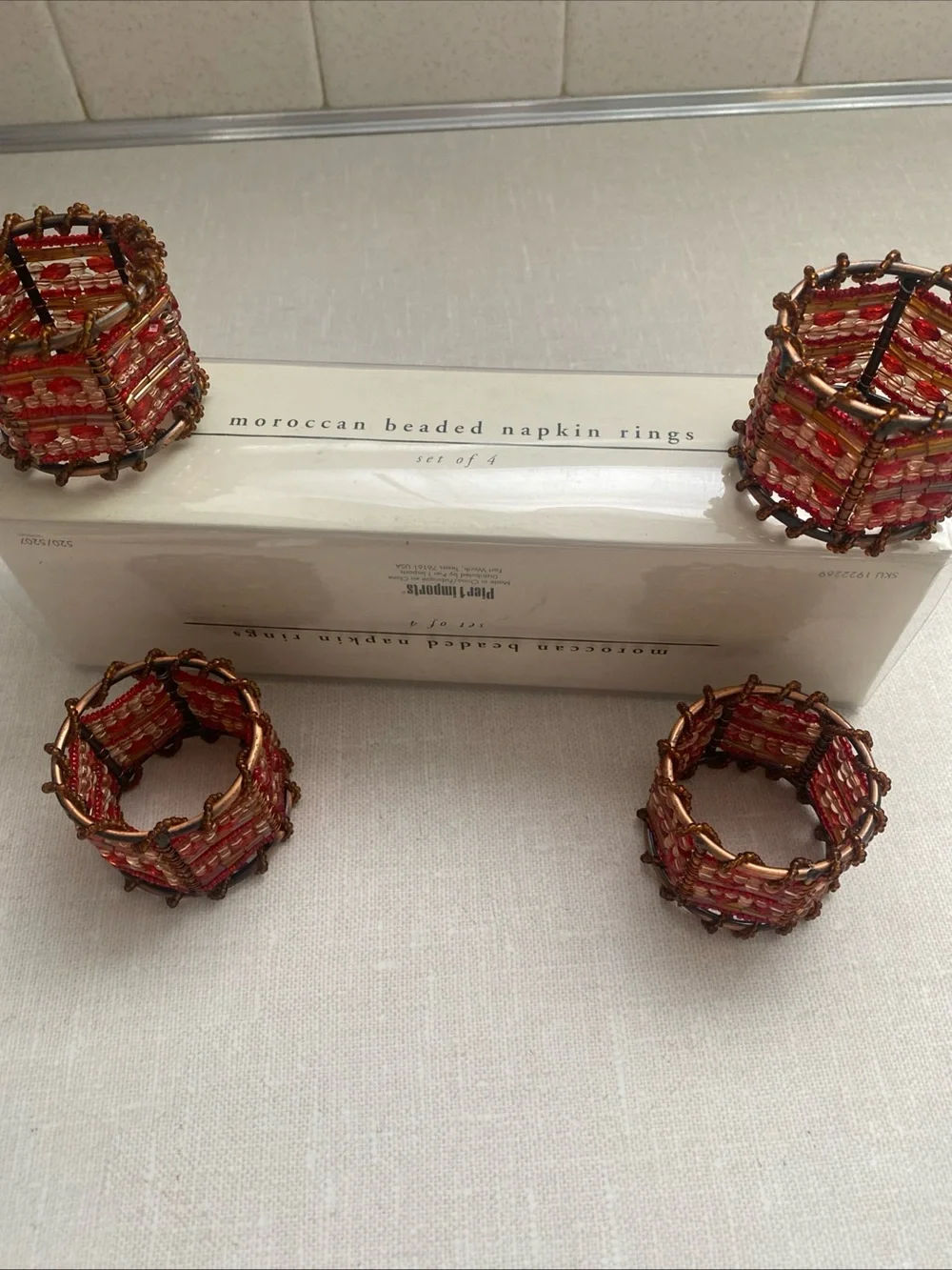Pier 1 Moroccan Jeweled Napkin Rings Set Of 4 New